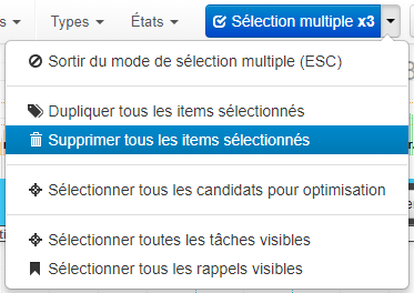 Sélection multiple : supprimer plusieurs items.